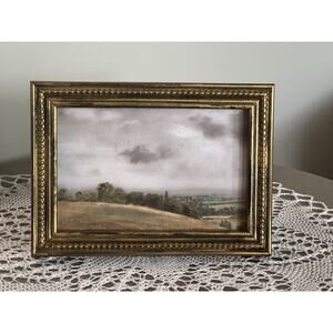 Mini Landscape Framed Print Tabletop Decor Distressed Gold Frame